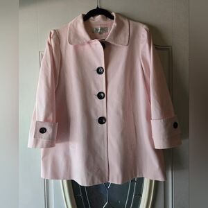 Tahari Baby Pink Trench Coat with Black Buttons And Pocket- Size 12